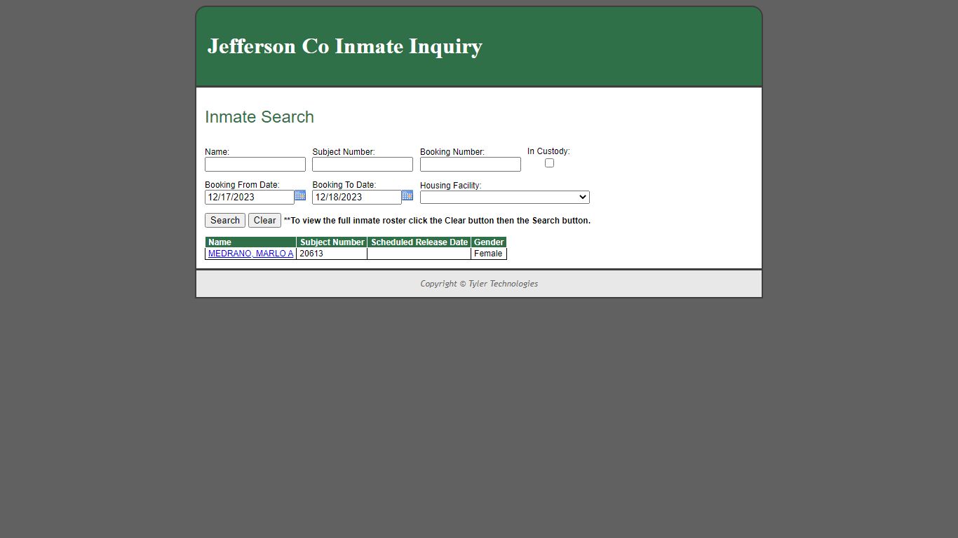 Inmate Search - gisweb.jeffcowa.us